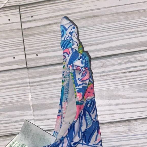 Lilly Pulitzer kids Girls Blue and Pink One Piece Swimwear with Scoop Neckline - Picture 4 of 6